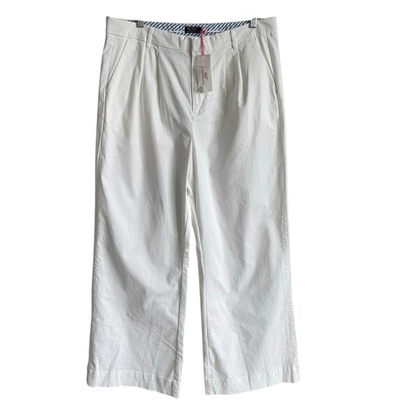 NWT Vineyard Vines Women's Size 16 Pleated Wide Leg Chino White - Picture 1 of 13